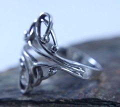 Vintage Filigree Openwork Scroll Ring Size 11.25 925 Sterling Silver Vine Design