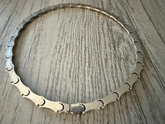 Vintage Sterling Silver 925 Italy Bamboo Link Chunky Chain Choker Necklace 25g