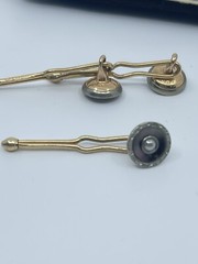 Krementz Larter shirt Bodkin studs Mother of pearl and seed pearl center