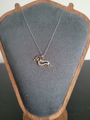 Dachshund Dog Pendant Necklace 925 Sterling Vermeil Gold Plated Modena Italy Y2k