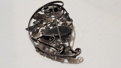 Antique Natural Baroque Pearl Hand Made Sterling Silver Fruit Vine Ivy Brooch