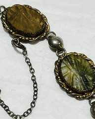 Vintage Sorrento 1/20 12k Gold-Filled Carved Stone Oval Link Bracelet Agate More