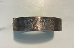 Vintage Hinged Bangle Bracelet 800 Silver Engraved Floral clasp 27 grams
