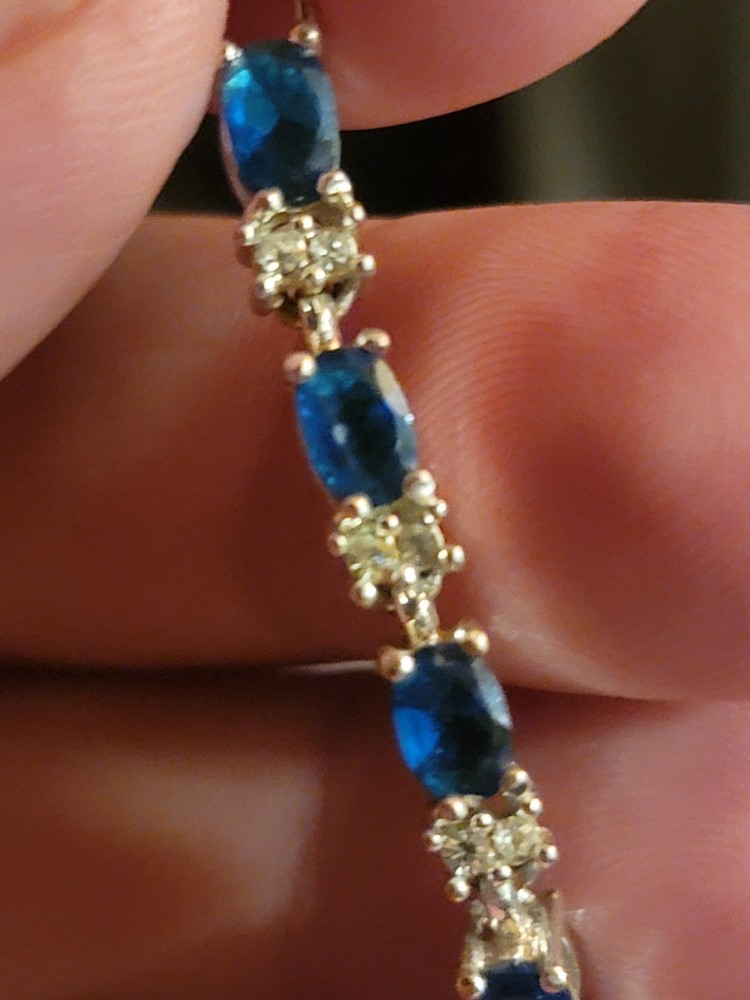 Avon Vintage Tennis Bracelet Silver Tone With Blue Stones