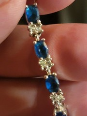 Avon Vintage Tennis Bracelet Silver Tone With Blue Stones
