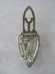 BEAUTIFUL ANTIQUE 1920’s ART DECO FAUX SAPPHIRE RHINESTONE POT METAL DRESS CLIP