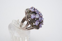 Vintage Sterling Silver 925 Marcasite CZ Ring Size 5