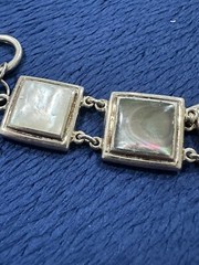 Vtg Signed NF Chapal Zenray Sterling Silver 925 Mother Of Pearl Panel Bracelet