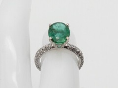 Estate $8000 5.50ct Natural Emerald VS G Diamond Platinum Eternity Ring SZ 5.25