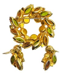Vintage Juliana DELIZZA and ELSTER Circle Brooch with Matching Earring Clips