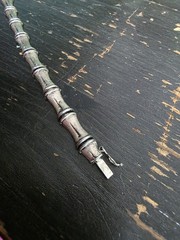 Vintage Sterling Silver 925 Bamboo Link Bracelet Matt finish Italy Signed M 7″