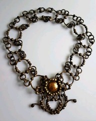 Vintage Brutalist Gothic Necklace Bronze Signed One Of A Kind OOAK Sculptural 73