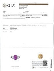 Rare 2.10ct GIA Certified Pink Sapphire 0.40ct Diamond Platinum Ring Size 5