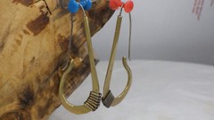 Vintage Sterling Silver 925 Earrings Dangle Hook Hoop Brass Body Wire Wrap