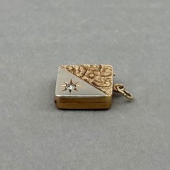 Antique 14K Diamond Locket Two Tone Old Cut Diamond Square Locket