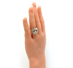 925 Sterling Silver White Topaz Bubble Dome Ring Chunky Statement Sz 6 Jewelry