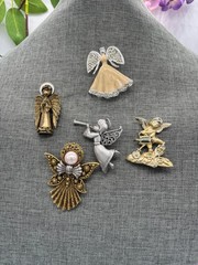 Angel Brooch Lot Jac Win ART AJC JJ Goldtone Silvertone Enamel Rhinestones