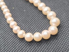 Vintage Pearl Imitation Light Rose Necklace 18in.