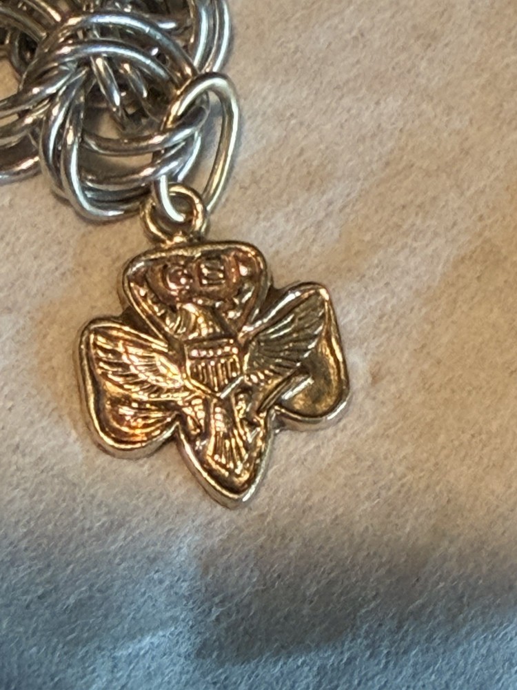 Vintage WWI US Navy Anchor Charm Bracelet Sterling Silver Sweetheart Mom 10k Gf