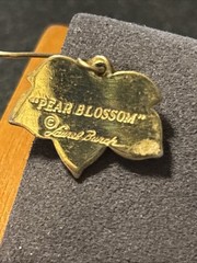 Laurel Burch Pear Blossom Dangle Earrings Cream Purple Enamel