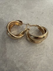 Vintage Gold 1980S Hoops Pierced Earrings Fun Classic. Fun Way To Party 80s Fad