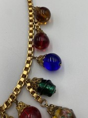 VTG Museum Of Modern Art MMA Murano Glass Bead Necklace Gold Tone USA Flaw