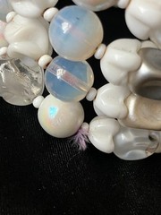 Vintage White Glass Beaded Necklace Bracelet Set Opalescent MCM Bridal