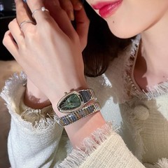 Classic Snake Shape Watch for Women Gold Silver Scaleable Bracelet Womens Wat…