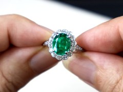 Antique 1.87Ct Zambian Emerald and 0.68Ct Diamond Platinum Dress Ring Circa 1935