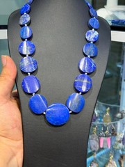 Rare Antique Large Flat Coin Lapis Lazuli Necklace 100% Real Natural