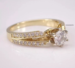 2Ct Round Cut Moissanite Women Solitaire Engagement Ring 14K Yellow Gold Plated