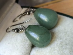 RARE Elegant Nephritis stone Vintage Jewelry Earrings