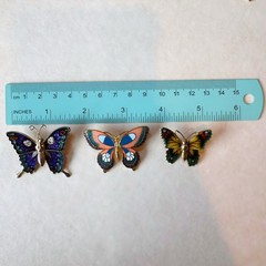 Vintage Butterfly Brooch Lot 7pc BSK Sterling Mexico 925 Enamel Rhinestone