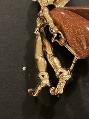 Vintage Pixie Fairy With Goldtone Wings / Green Crystal Beautiful #S999