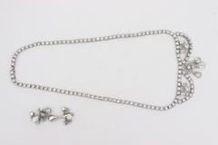 Lind Gal LG Clear Rhinestone Parure Silver Necklace Screwback Earring Set Clasp
