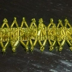 Vintage Czech Bugle Seed Bead Lace Woven Pattern Green/Peridot 6.5″ Bracelet