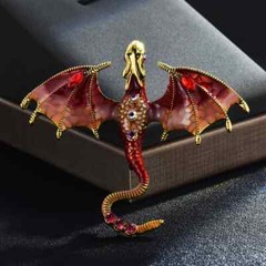 Enamel Dragon Brooch For Women Men 6-color Rhinestone Flying Legand Animal Pins