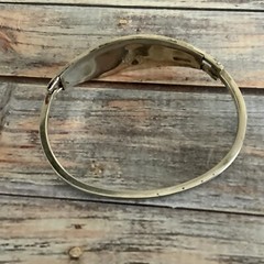Taxco Medico silver red enamel abalone tension bangle bracelet