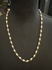 Napier Gold Pearl Necklace 24 In Swirl Cage Oval Retro Vintage Classic Elegant