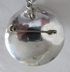 VINTAGE MEXICO BOLD STERLING PENDANT NECKLACE 2 INCHES, 42 GRAMS, AMETHYST, 20″