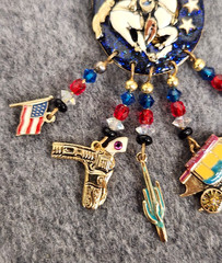 Moulin Rouge Western Cowboy Lucky Horseshoe Enameled Glitzy Charm Brooch