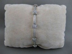 ANTIQUE 2.25CTW DIAMOND 18KT WHITE GOLD PAVE FILIGREE BRACELET 6MM WIDE #16473