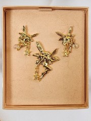 VINTAGE KIRKS FOLLY FAIRY ANGEL JEWELRY CLIP PIN AND EARRINGS SET