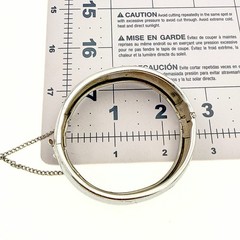 Vintage Silver Plate Wide Modernist Mirror Finish Hinged Clamp Bracelet
