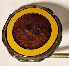 Antique Victorian Stick Pin Sterling NY Monogram M or W Round Brown Yellow