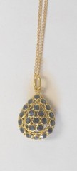 Sapphire Blue Color Gem 14K Yellow Gold Teardrop Pear Shape Pendant Necklace