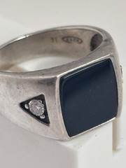 Vintage Avon Sterling Silver 925 Black Onyx Ring Mens Size 11.75 Signed