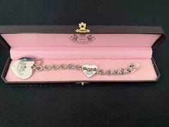Vintage Y2K Juicy Couture Silver Tone Necklace Complete /w Box