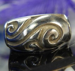 Vintage Swirl Bar Top 0.925 Sterling Silver Comfort sides Band Ring size 8