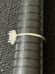 Vintage 925 Sterling Silver Aurora Borealis AB Halo CZ Multicolor Ring Size 6.25